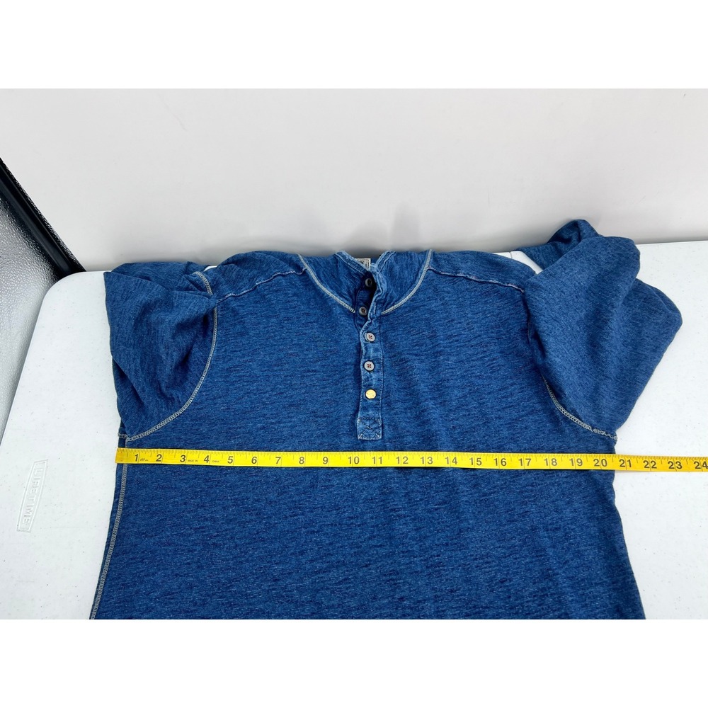 Jeremiah Mens Blue Slub Knit Henley Long Sleeve Shirt 100% Cotton Size M Indigo - Picture 5 of 10